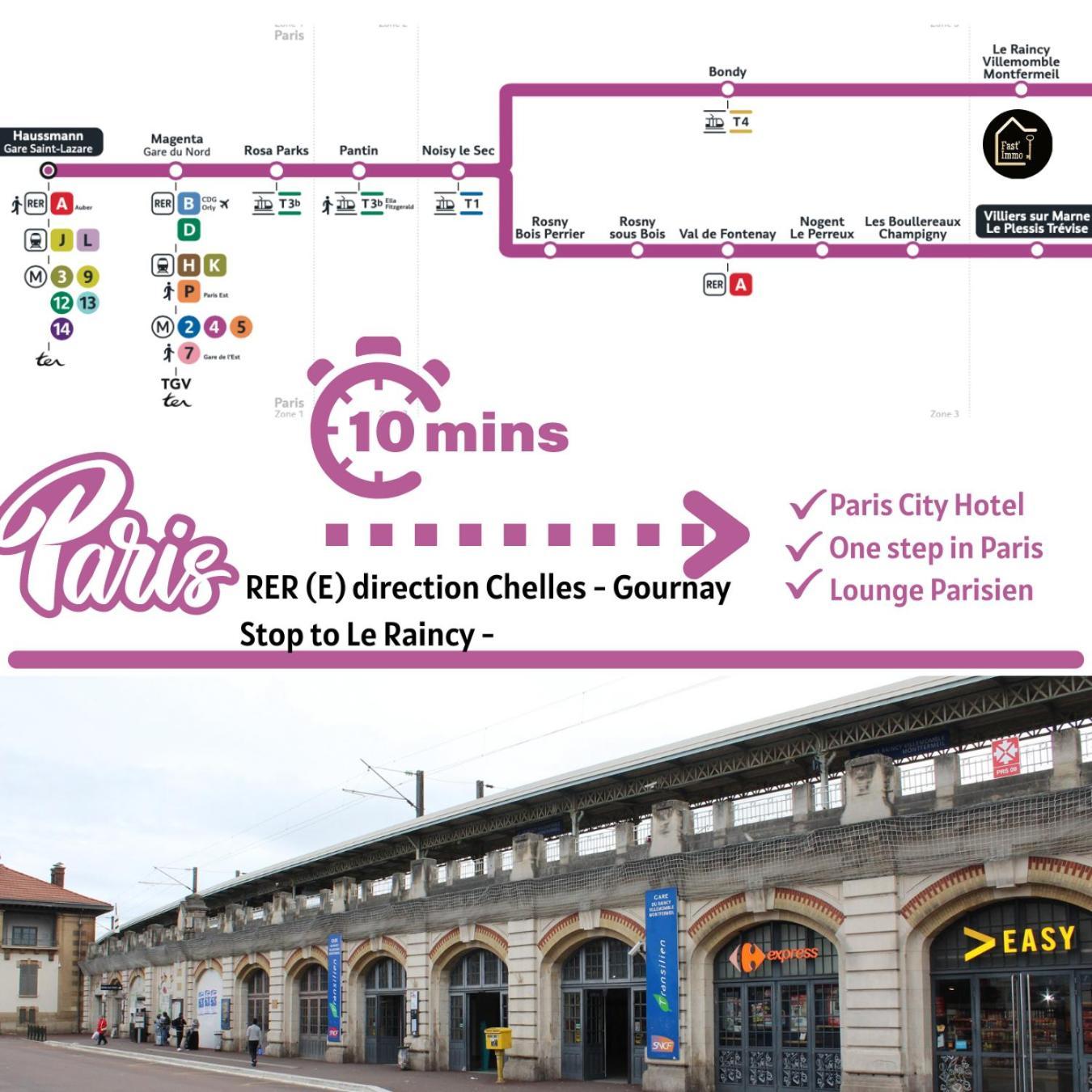 Paris City-Le Raincy - Facing Station - 4 To 8 Pers Exterior foto